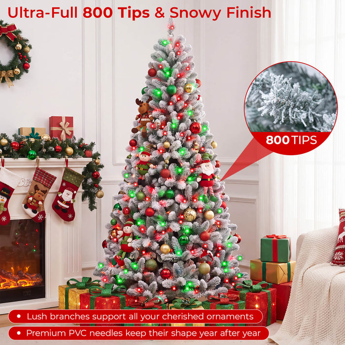 6FT Smart Pre-lit Snow Flocked Christmas Tree DIY Color Changing App-controlled