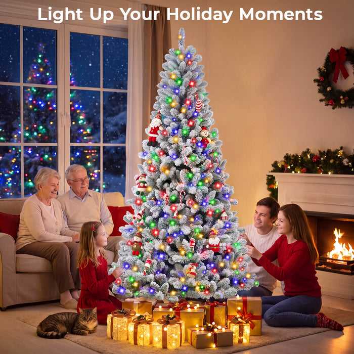 6FT Smart Pre-lit Snow Flocked Christmas Tree DIY Color Changing App-controlled