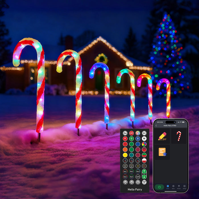 Smart Candy Canes Pathway Lights with App Remote (6pcs/pack)
