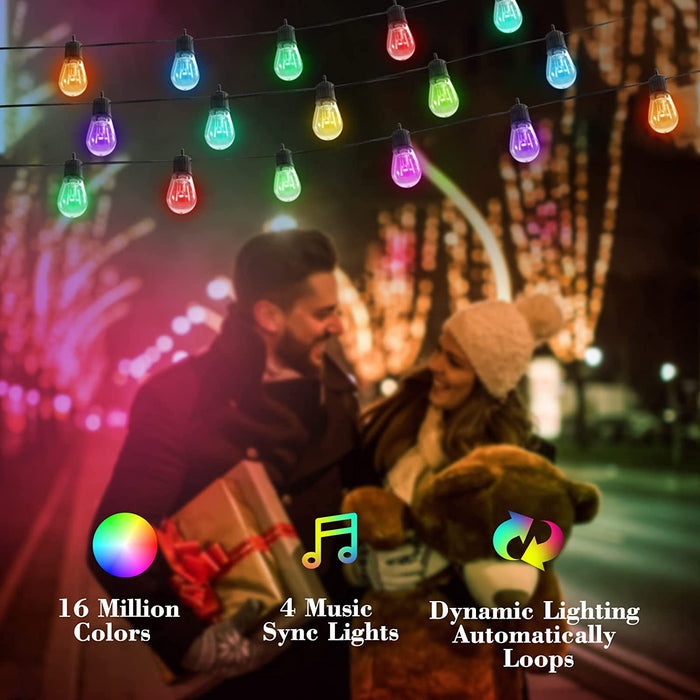 S14 RGB LED Solar String Lights 25FT/7.5M 15Bulbs