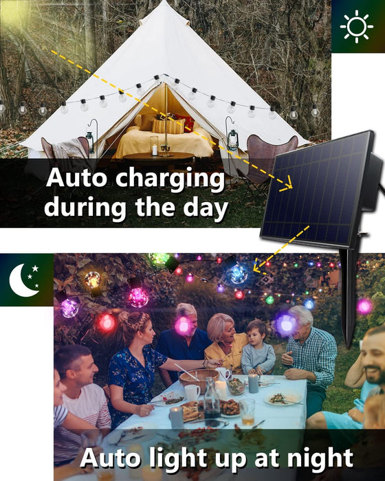 Solar String Lights App& Remote Control Patio Lights with RGB 53ft 25 LED