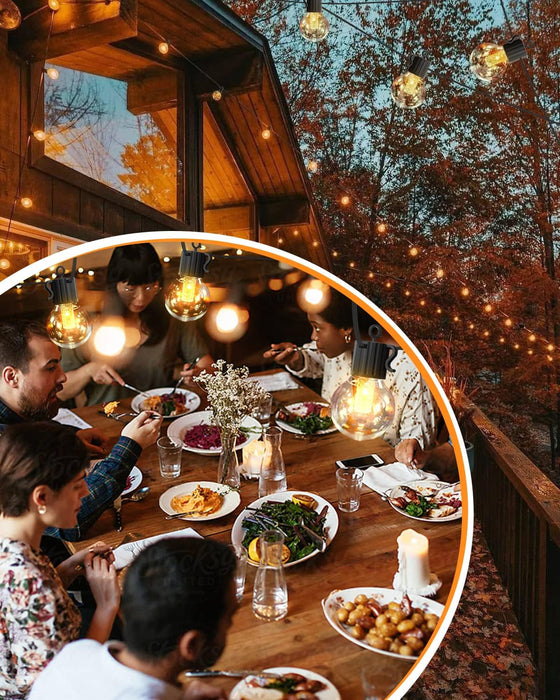 Outdoor Lights with 4 Dimmer Levels - 31Ft(25+6) 25 LED Globe Ambience Patio String Lights