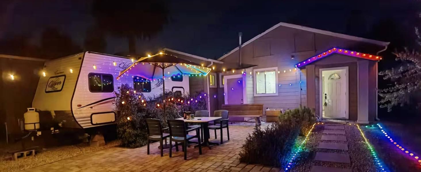 Solar String Lights App& Remote Control Patio Lights with RGB 53ft 25 LED
