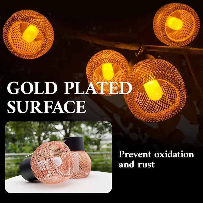 Metal Waterproof Flickering Flame Hanging Solar Lanterns