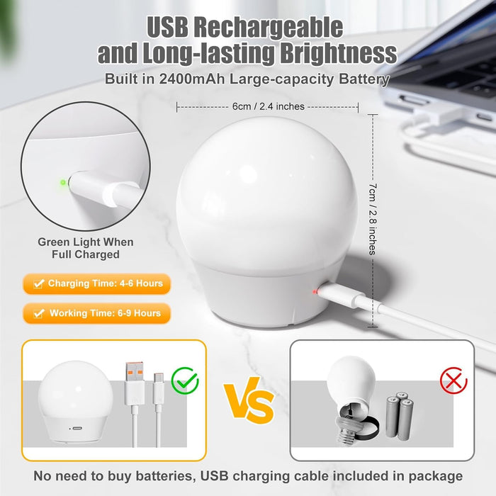 E26/E27 Rechargeable Light Bulb with Remote and Timer 2 Pack