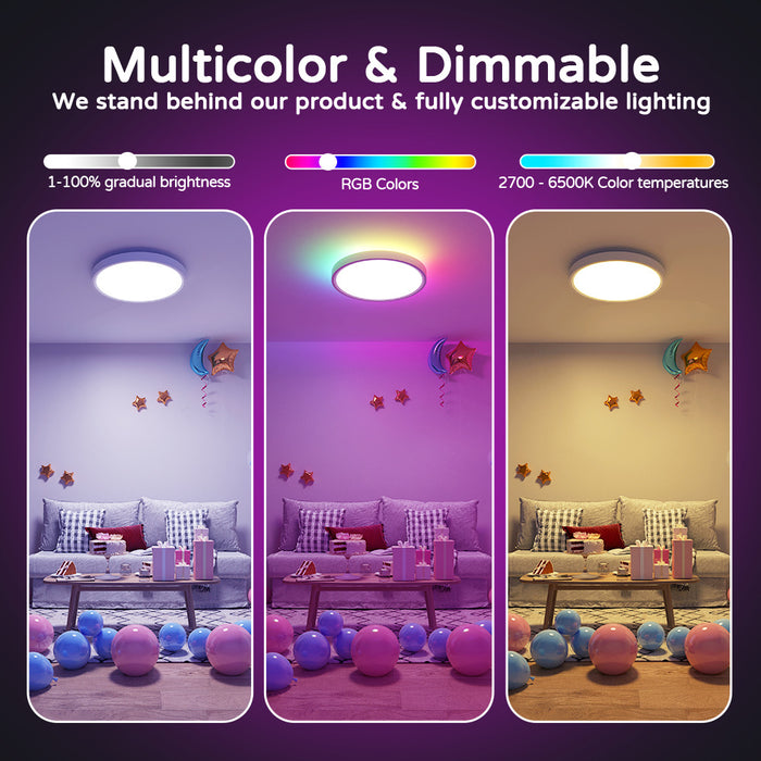 Dimmable RGB Smart Wi-Fi Ceiling Light - 30W 12inch