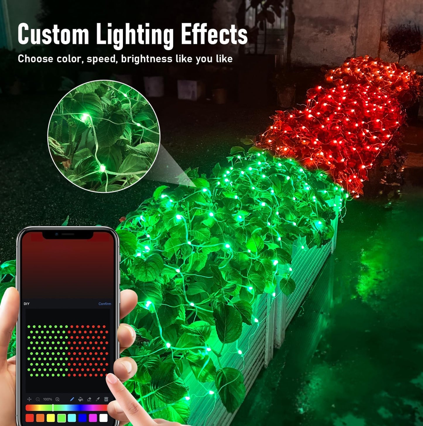 Dynamic Christmas Net Lights Outdoor RGB 5ft x 6ft