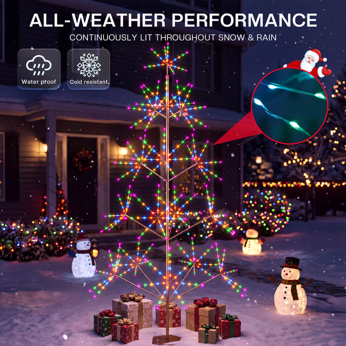 8FT Smart Pre-lit Programmable RGB Firework Tree Lights Color Changing DIY App-controlled