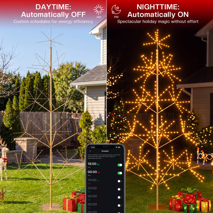 8FT Smart Pre-lit Programmable RGB Firework Tree Lights Color Changing DIY App-controlled