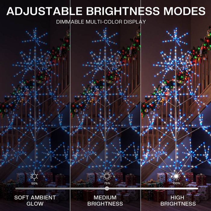 8FT Smart Pre-lit Programmable RGB Firework Tree Lights Color Changing DIY App-controlled