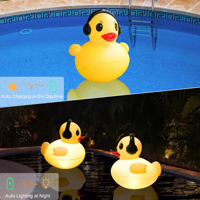16 inch Glow Duck Pool Light Inflatable Solar Powered