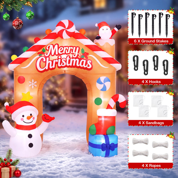 9FT Christmas Inflatable Archway Outdoor Giant Santa Snowman Candy House