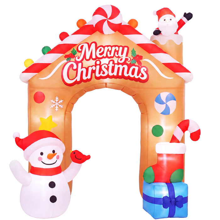 9FT Christmas Inflatable Archway Outdoor Giant Santa Snowman Candy House