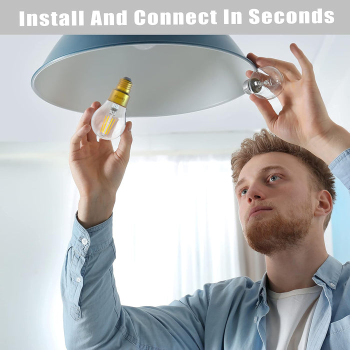 E26 A19 Smart Filament LED Bulb Edison Light Bulb 6W Works with Alexa/Google Home