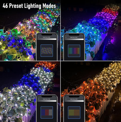 Dynamic Christmas Net Lights Outdoor RGB 5ft x 6ft