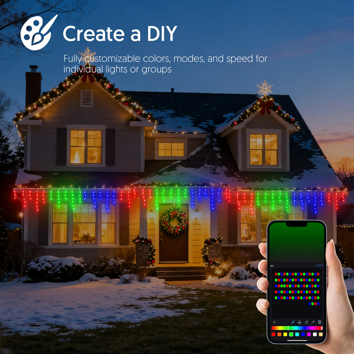 33-ft Smart Icicle String Lights for Halloween Christmas Holiday Decorations