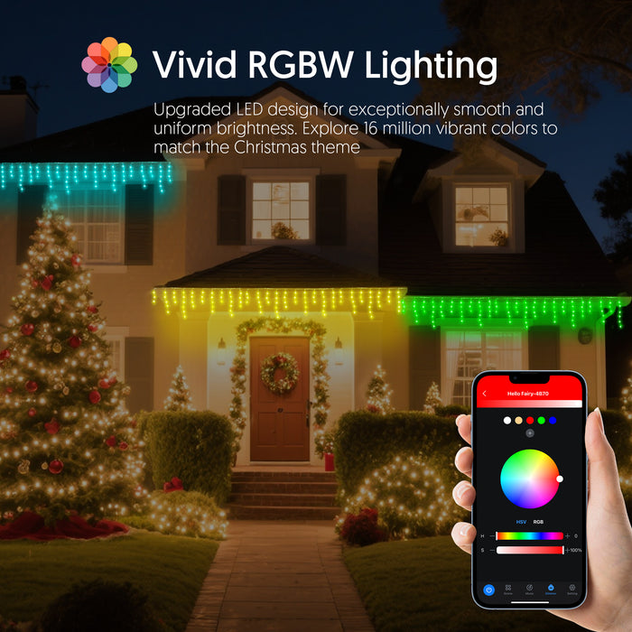 33-ft Smart Icicle String Lights for Halloween Christmas Holiday Decorations