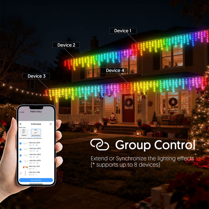 33-ft Smart Icicle String Lights for Halloween Christmas Holiday Decorations