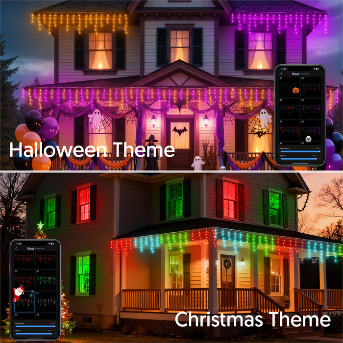 33-ft Smart Icicle String Lights for Halloween Christmas Holiday Decorations