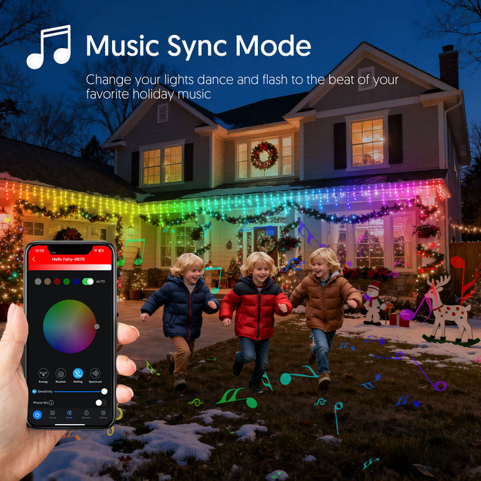 33-ft Smart Icicle String Lights for Halloween Christmas Holiday Decorations