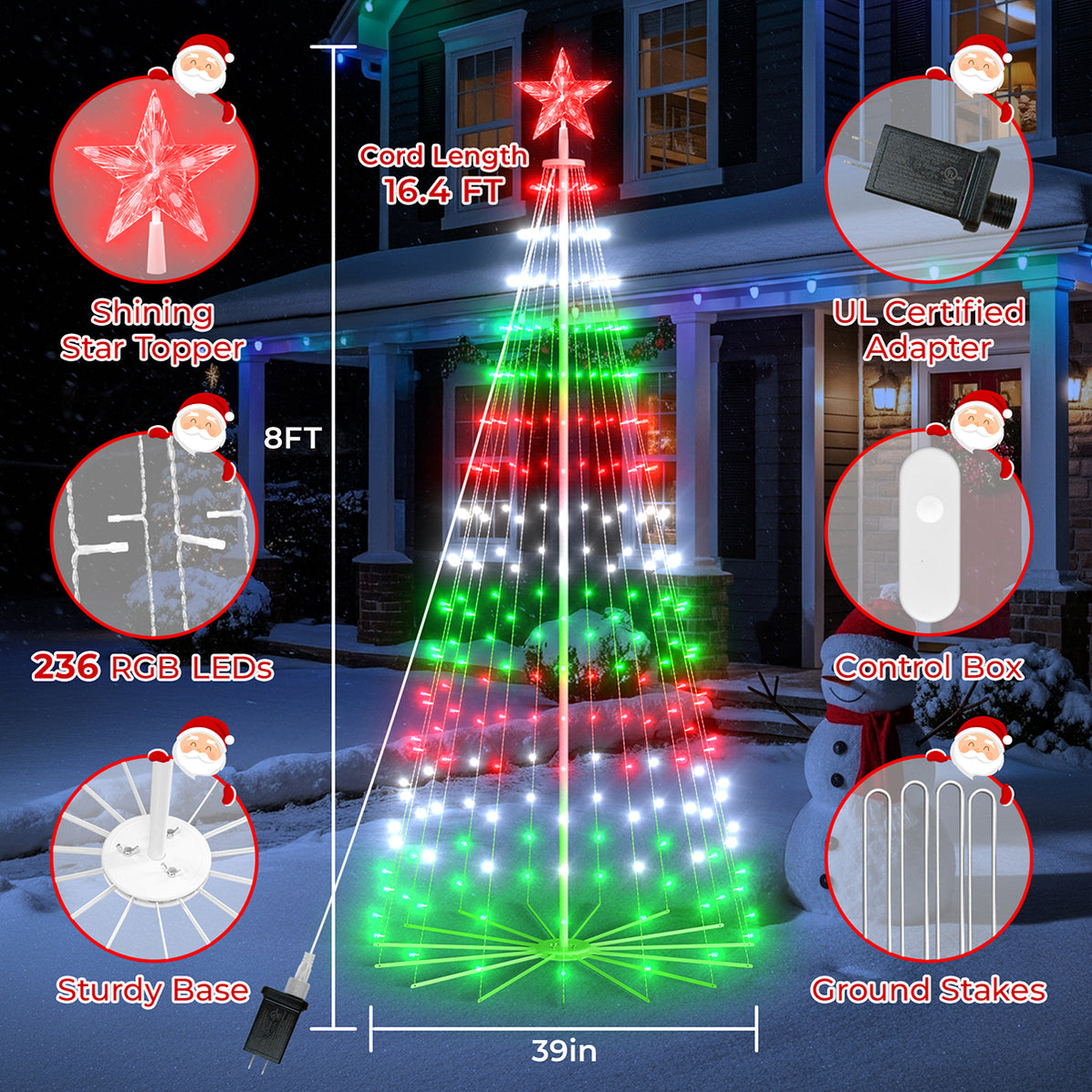 Smart LED Christmas Cone Tree Lights 6FT/8FT/9FT (2025 New ...