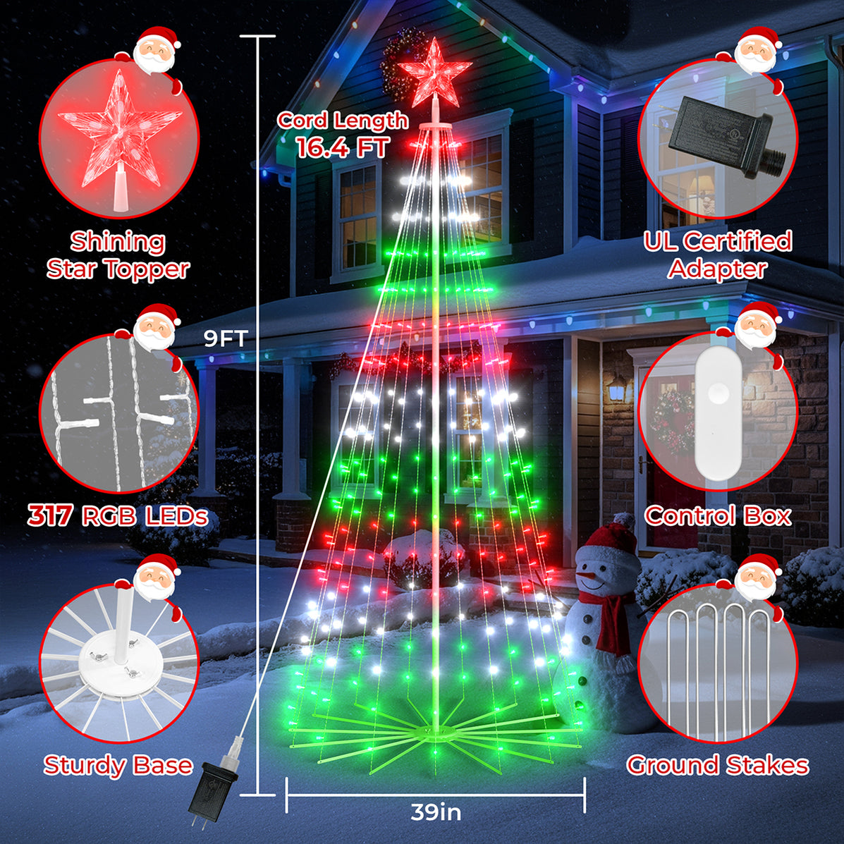 Smart LED Christmas Cone Tree Lights 6FT/8FT/9FT (2025 New ...
