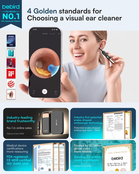 Bebird Earsight Ultra - 2K Ear Wax Removal Tool Camera Otoscope Visual Ear Cleaning Kit