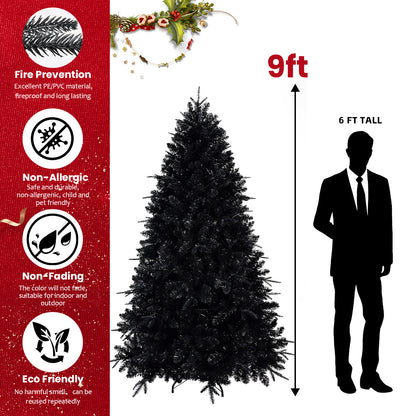 Black Pre Lit Halloween Christmas Tree