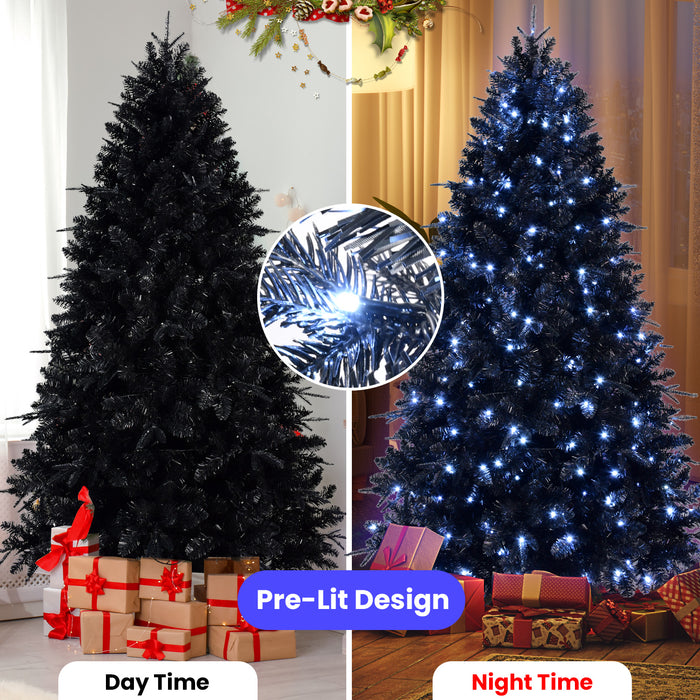 Black Pre Lit Halloween Christmas Tree