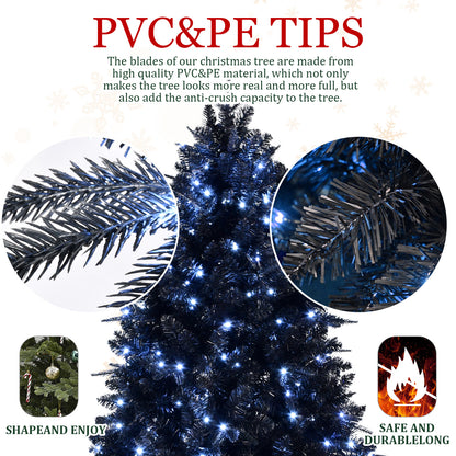 Black Pre Lit Halloween Christmas Tree