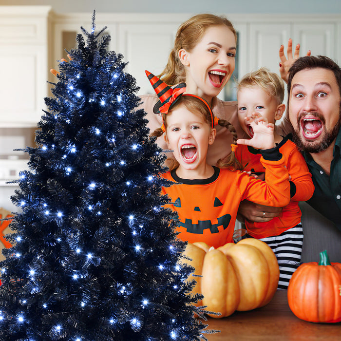 Black Pre Lit Halloween Christmas Tree