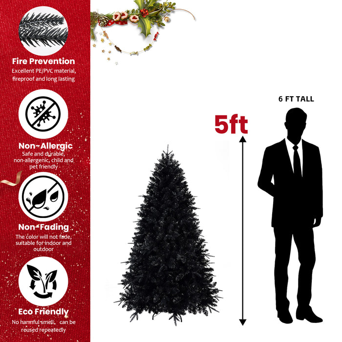 Black Pre Lit Halloween Christmas Tree