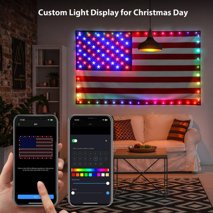 American Flag 3x5 FT with Smart String Lights