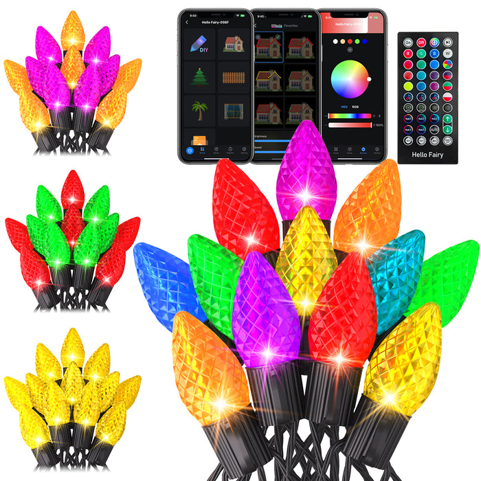 Dynamic C9 Halloween Christmas Strawberry Smart String Lights