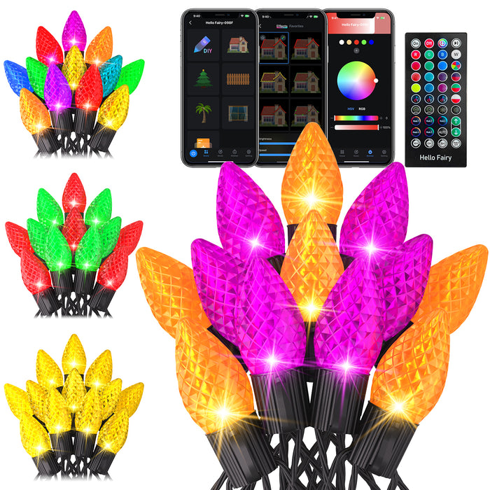 Dynamic C9 Halloween Christmas Strawberry Smart String Lights