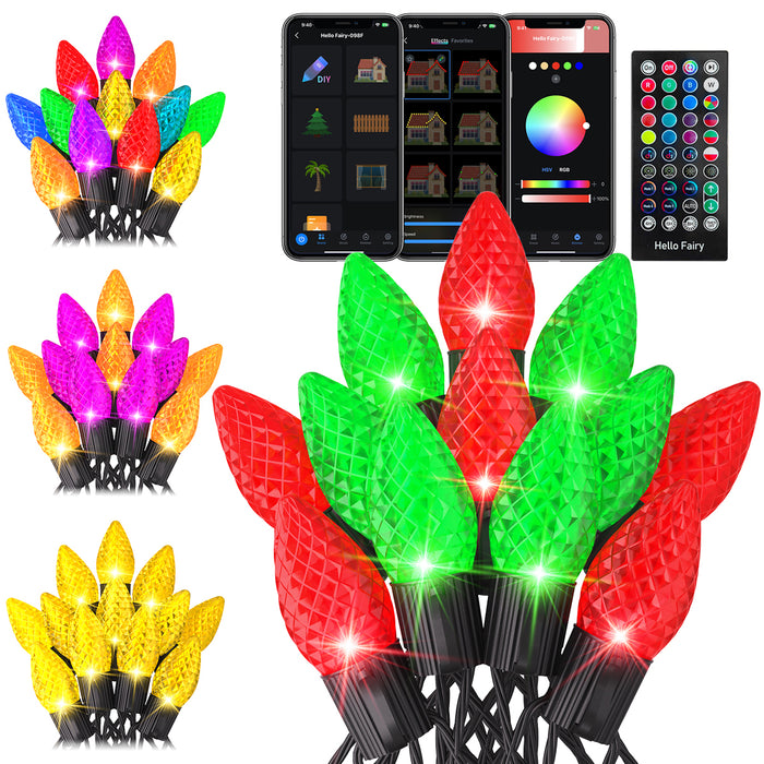 Dynamic C9 Halloween Christmas Strawberry Smart String Lights