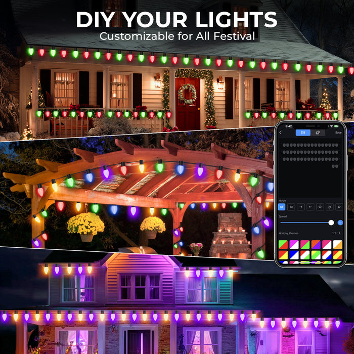 Dynamic C9 Halloween Christmas Strawberry Smart String Lights