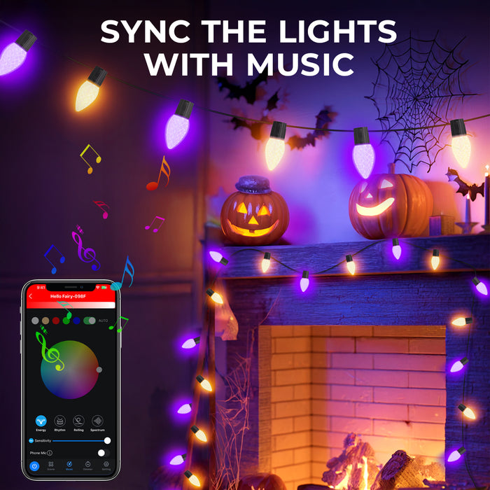 Dynamic C9 Halloween Christmas Strawberry Smart String Lights
