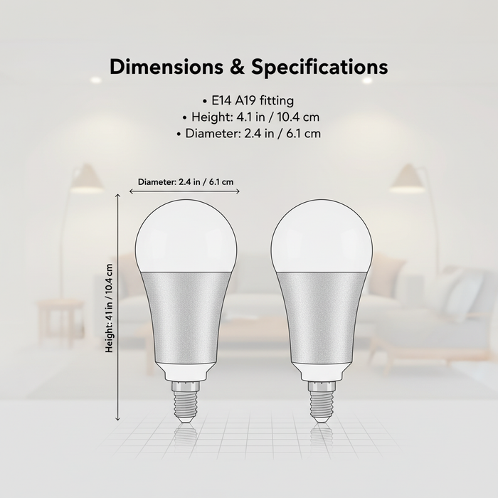 E14 A60 WiFi Smart Bulb RGB+CCT Warm/Cool White Color 9W 2Pack