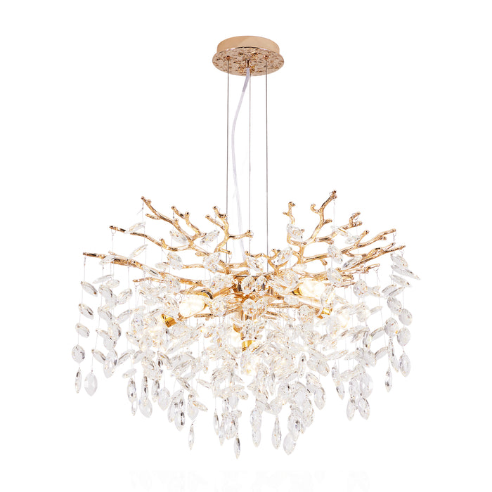 G9 Crystal Chandelier, 6-Light Gold Branch Chandelier with K9 Crystals Modern Luxury Chandelier (Bulbs Not Included)
