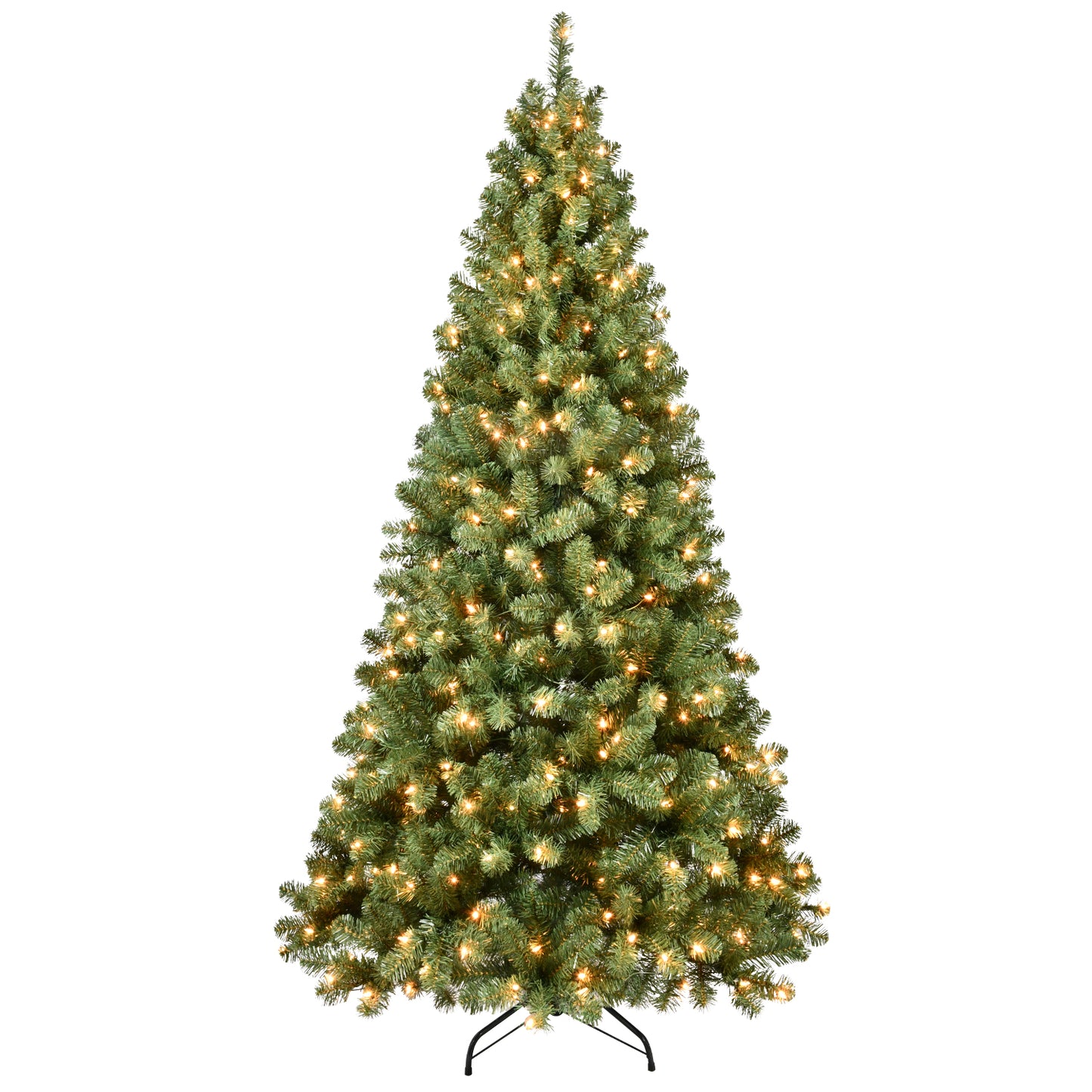 Round Head Automatic Steel Wire and Polyvinyl Chloride Pine Needle Pre-lit Christmas Tree with Tungsten Filament Light