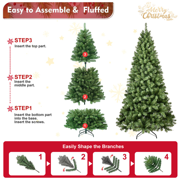 Round Head Automatic Steel Wire and Polyvinyl Chloride Pine Needle Pre-lit Christmas Tree with Tungsten Filament Light