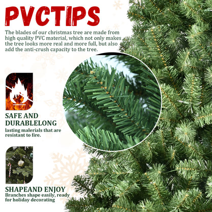 Round Head Automatic Steel Wire and Polyvinyl Chloride Pine Needle Pre-lit Christmas Tree with Tungsten Filament Light