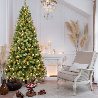 Round Head Automatic Steel Wire and Polyvinyl Chloride Pine Needle Pre-lit Christmas Tree with Tungsten Filament Light