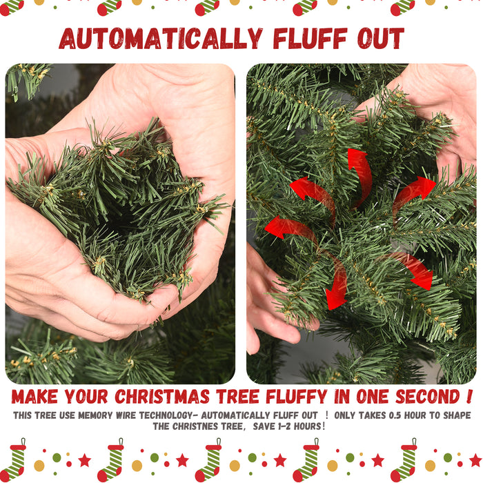 Round Head Automatic Steel Wire and Polyvinyl Chloride Pine Needle Pre-lit Christmas Tree with Tungsten Filament Light