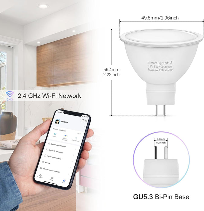 MR16 Smart Bulb RGBCW Color Changing GU5.3 DC12V/5W