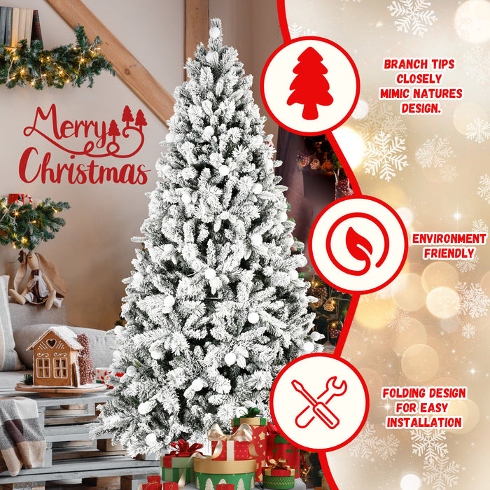 7.5FT/8FT Prelit Flocked Christmas Tree