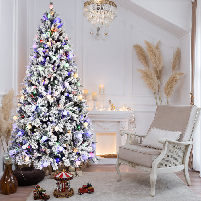 7.5FT/8FT Prelit Flocked Christmas Tree