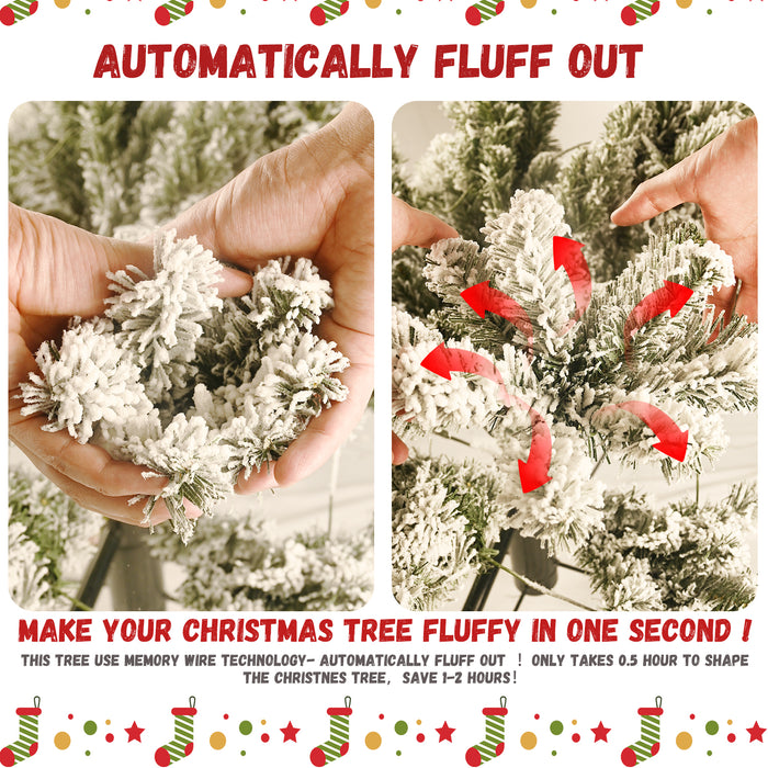 7.5FT/8FT Prelit Flocked Christmas Tree