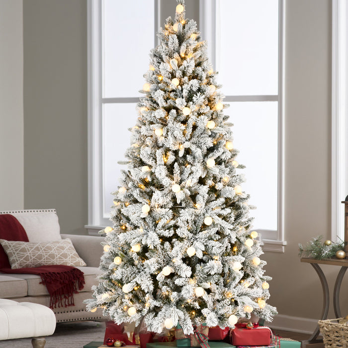 7.5FT/8FT Prelit Flocked Christmas Tree